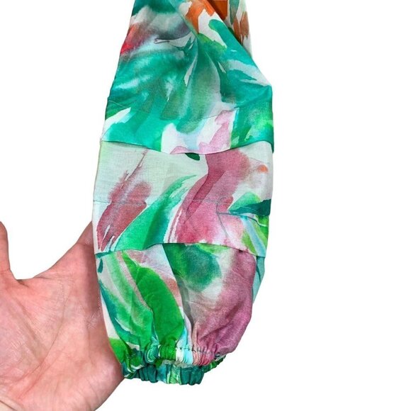 Blue Illusion Women's S Small 100% Silk Blouse Tropical Print NWT Lightweight - Picture 6 of 11